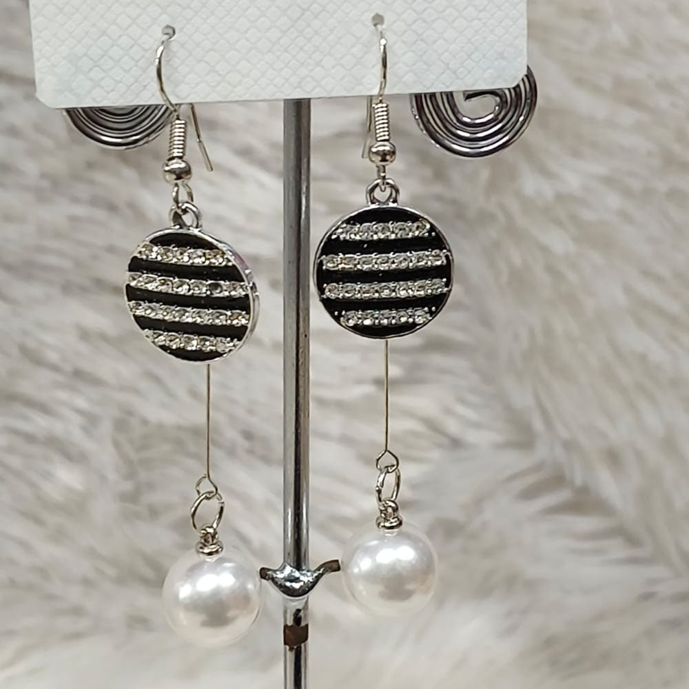 Diyu Dhyu Silver Plated Austrian Stone Dangler Earrings