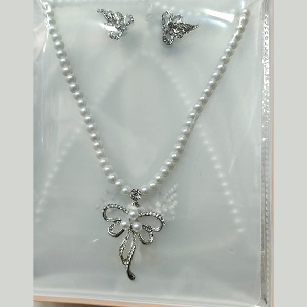 Tip Top Jewellers Silver Plated Austrian Stone And Pearl Pendant Set