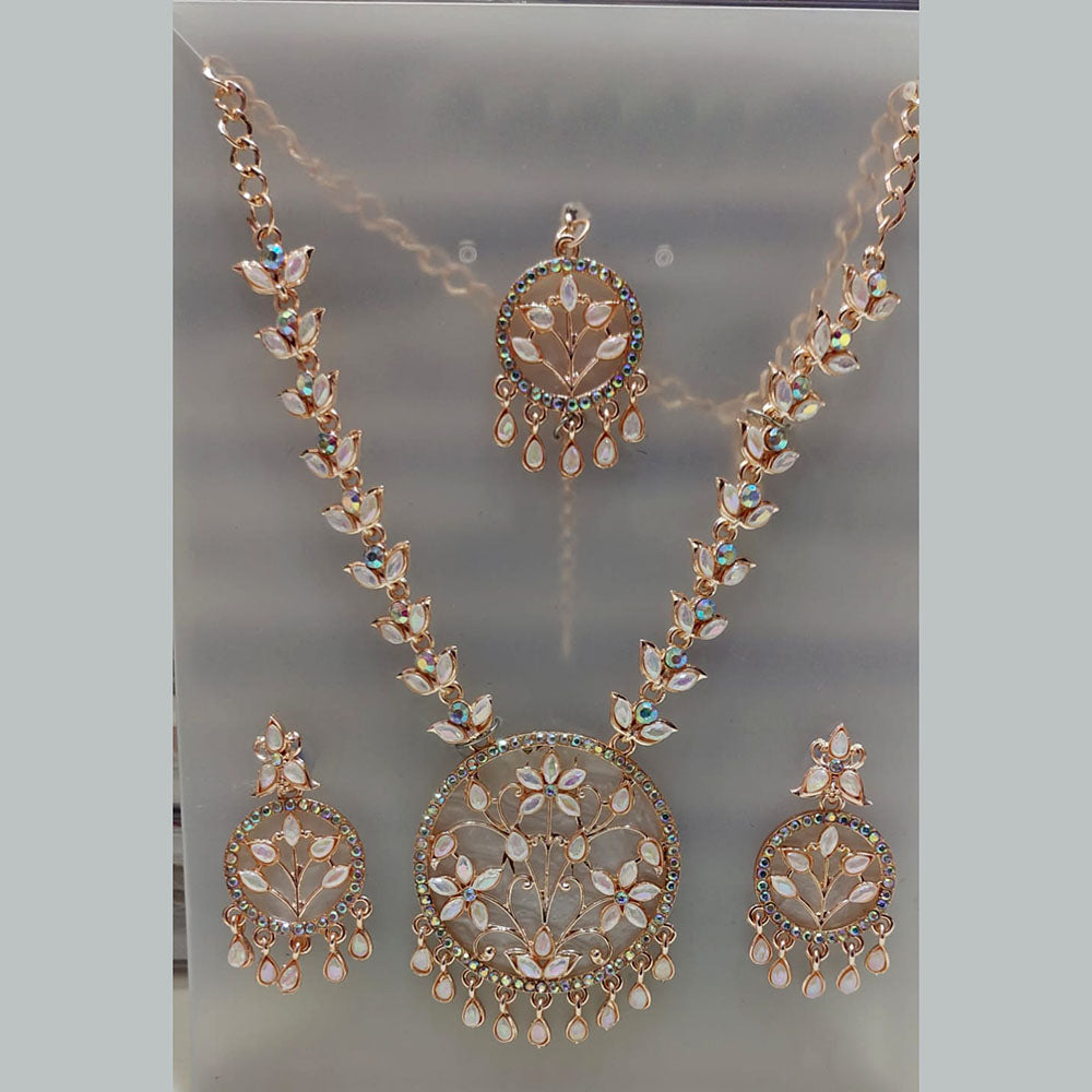 Tip Top Jewellers Rose Gold Plated Stone Necklace Set