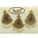 Tip Top Jewellers Gold Plated Austrian Stone And Pearl Earrings With Mangtikka