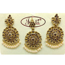 Tip Top Jewellers Gold Plated Austrian Stone And Pearl Earrings With Mangtikka