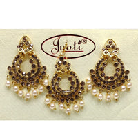 Tip Top Jewellers Gold Plated Austrian Stone And Pearl Earrings With Mangtikka