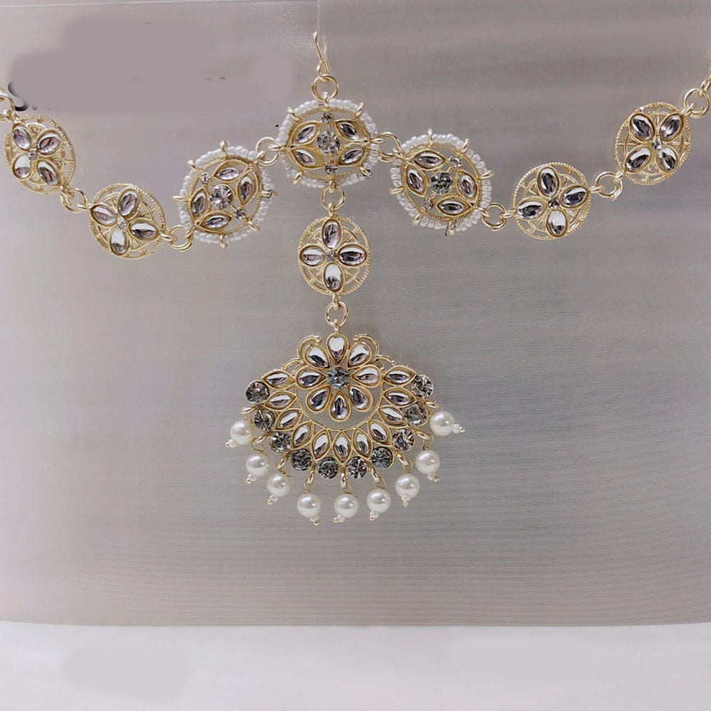 Tip Top Jewellers Gold Plated Kundan And Pearl Sheeshphool