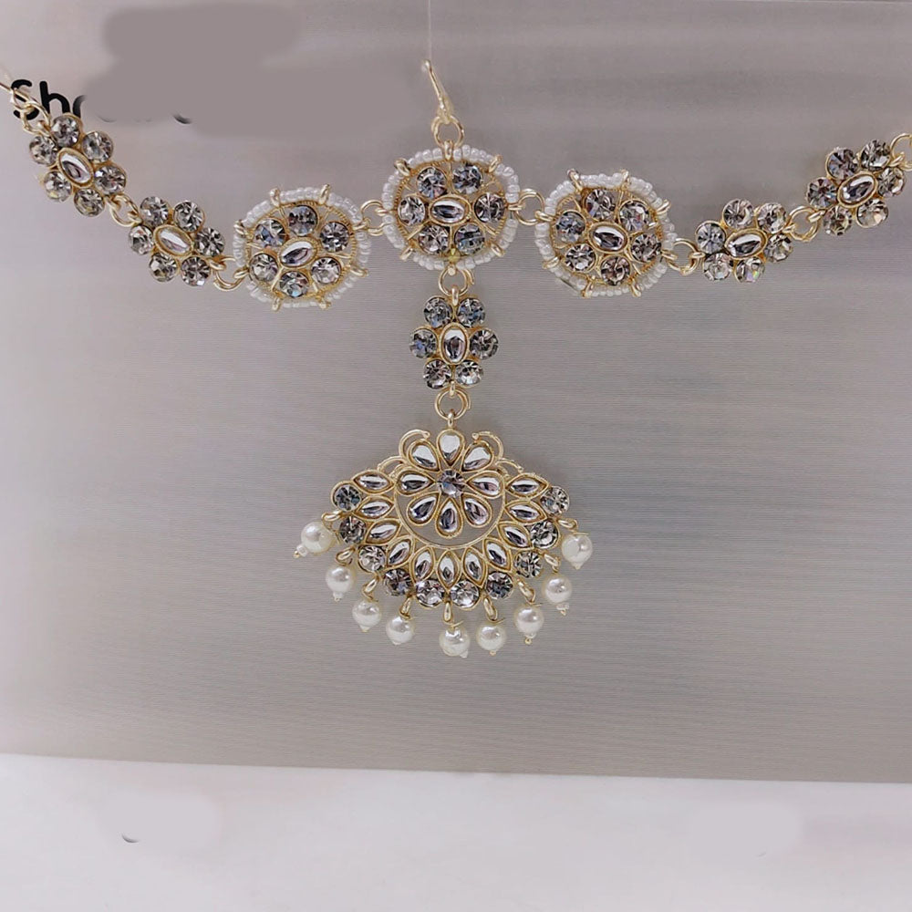 Tip Top Jewellers Gold Plated Kundan And Pearl Sheeshphool