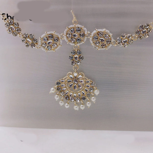 Tip Top Jewellers Gold Plated Kundan And Pearl Sheeshphool