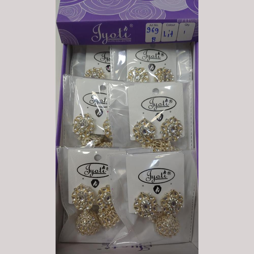 Tip Top Jewellers Stunning Kundan Stone And Pearl Jhumki Earrings (Pack of 6)
