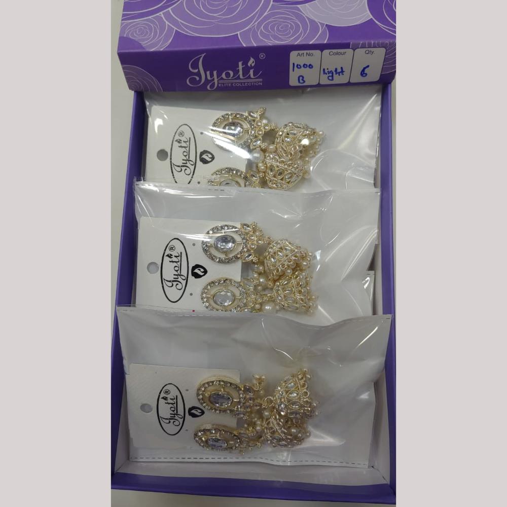 Tip Top Jewellers Stunning Kundan Stone And Pearl Jhumki Earrings (Pack of 6)