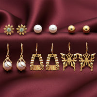 Urthn Set of 6 Stylish Gold Plated Earrings Combo (Pack Of 6)