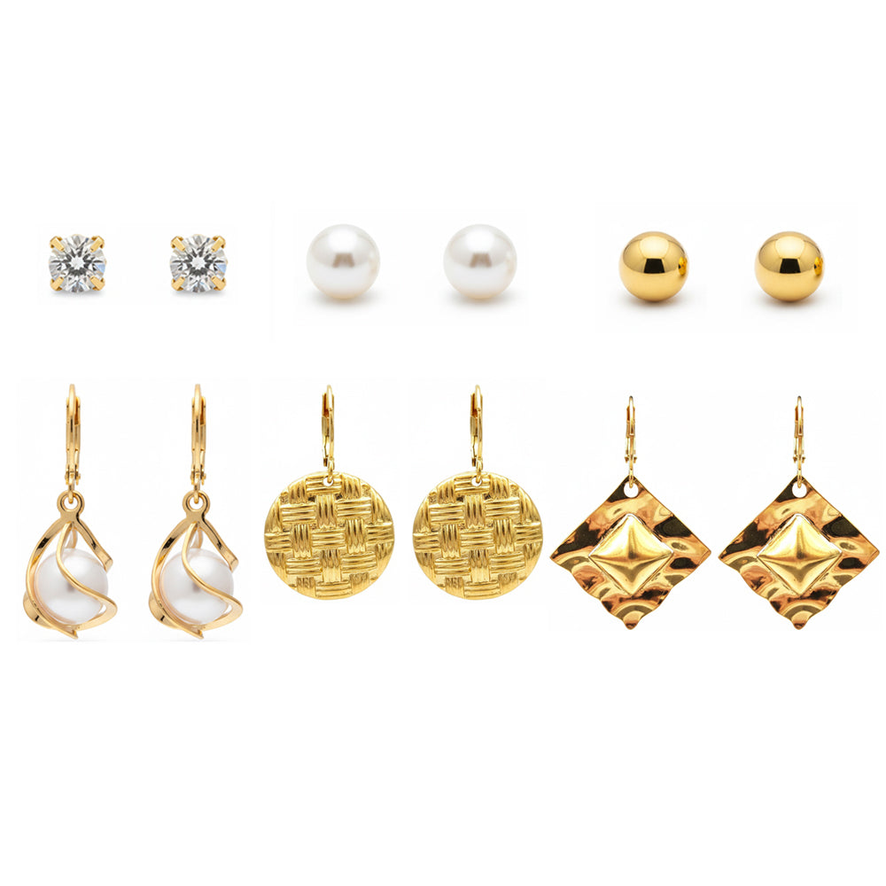 Urthn Set of 6 Stylish Gold Plated Earrings Combo (Pack Of 6)