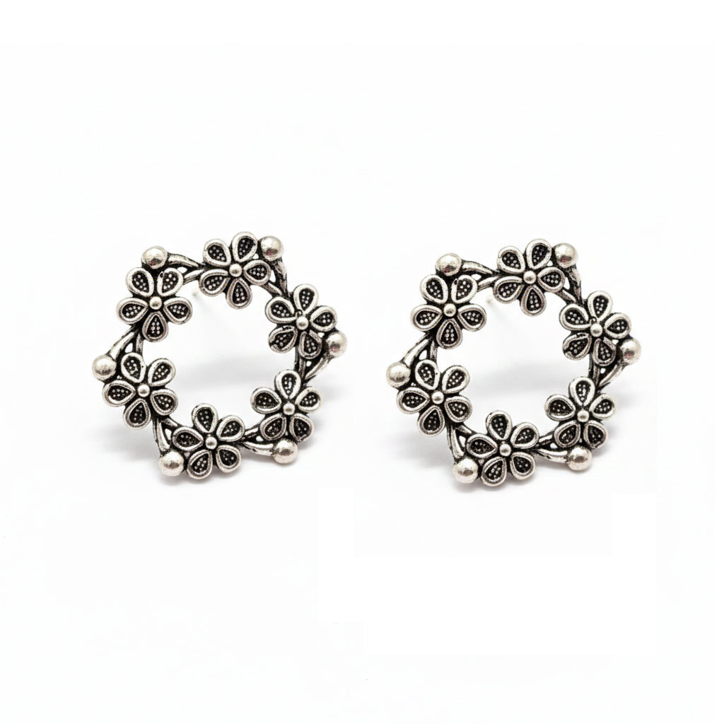 Urthn Oxidised Plated Pack of 2 Assorted Studs Combo (Pack Of 6)