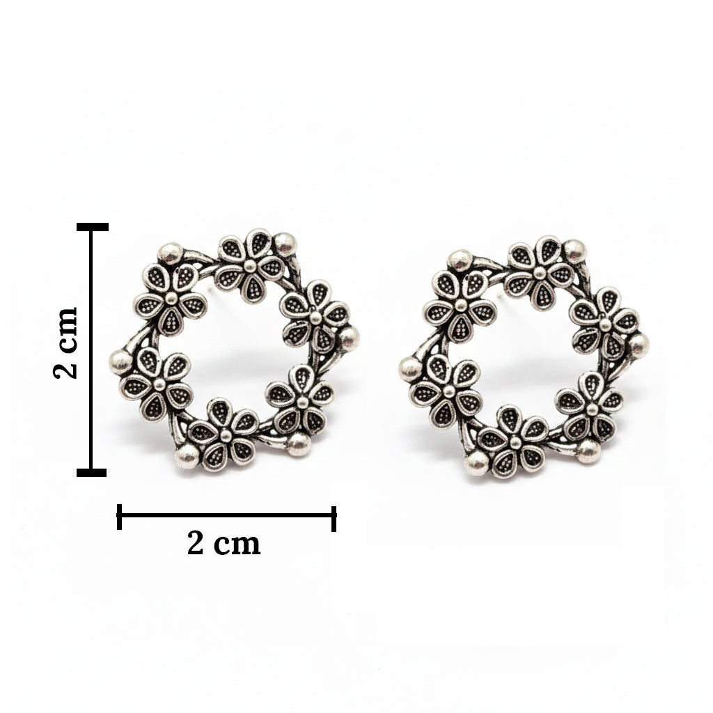 Urthn Oxidised Plated Pack of 2 Assorted Studs Combo (Pack Of 6)