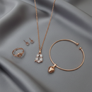 Urthn Rose Gold Plated Chain Pendant Earrings Rings And Bracelet Jewellery Combo Set (Pack Of 6)