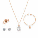Urthn Rose Gold Plated Chain Pendant Earrings Rings And Bracelet Jewellery Combo Set (Pack Of 6)