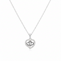 Urthn Silver Plated Heart Chain Pendant Earrings Rings And Bracelet Jewellery Combo Set (Pack Of 6)