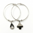 Urthn Silver Plated Elegant Austrian Stone Openable Bracelet For Women & Girls (Set of 6)