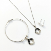 Urthn Silver Plated Chain Pendant Earrings And Bracelet Jewellery Combo Set (Set of 6)