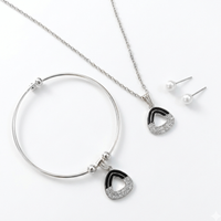Urthn Silver Plated Chain Pendant Earrings And Bracelet Jewellery Combo Set (Set of 6)