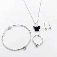 Urthn Silver Plated Chain Pendant Earrings Rings And Bracelet Jewellery Combo Set(Pack of 6)