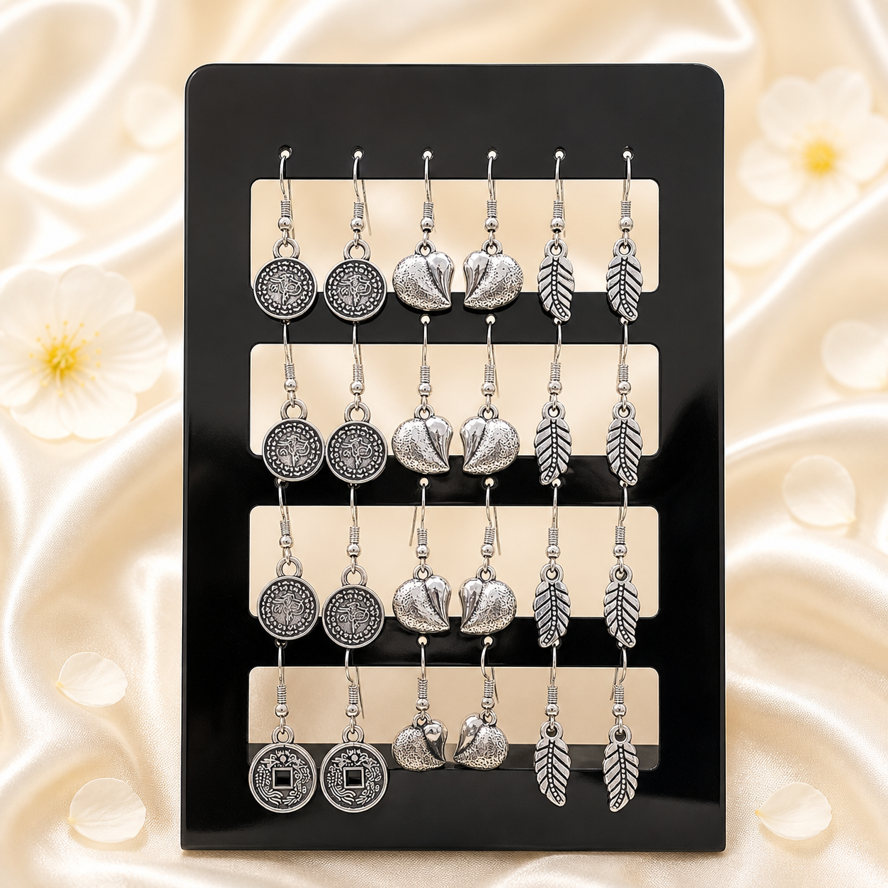 Urthn Boho Oxidised Plated Assorted Design Pack of  12 Dangler Earrings