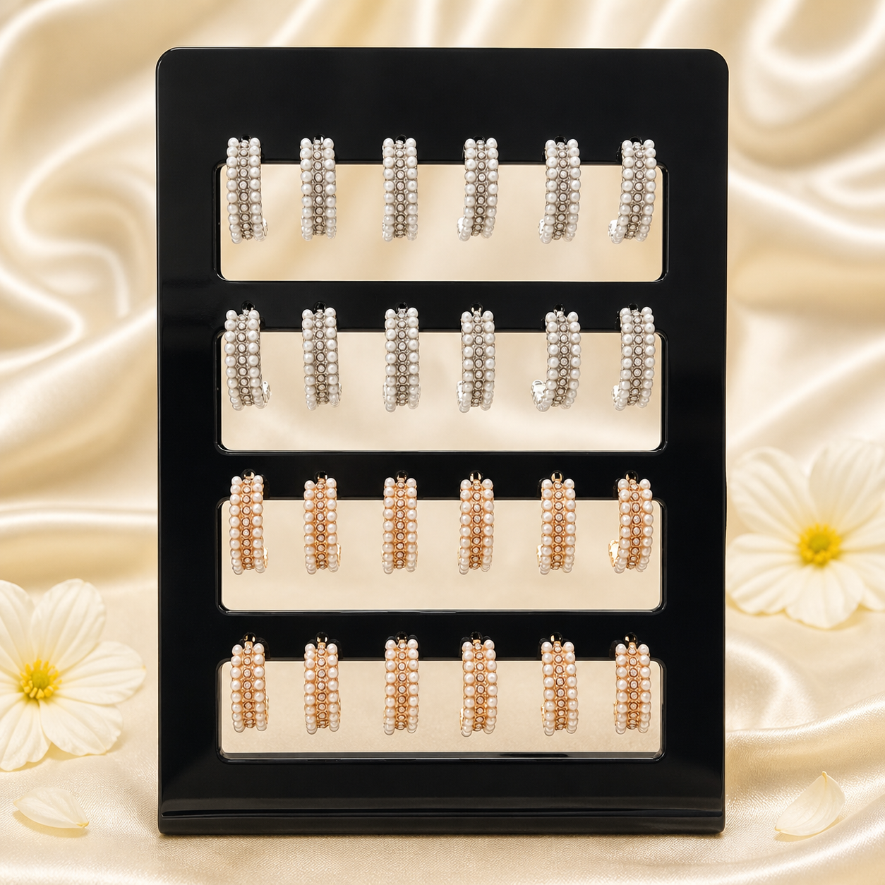 Urthn Gold And Silver Plated Pack of  12 Pearl Dangler Earrings for Women