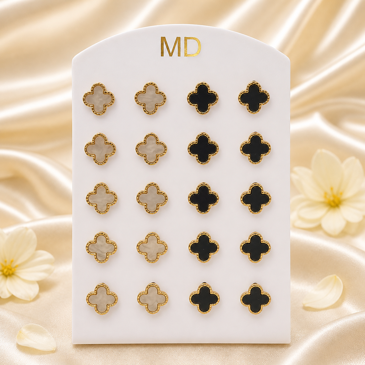 Urthn Textured Clover Shape Pack of  12 Stud Earrings Set for Women