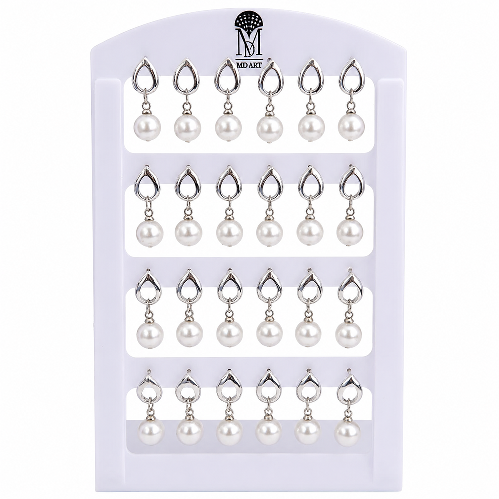 Urthn Silver Plated Pearl Set Of 12 Studs Earrings Combo for Party Wear