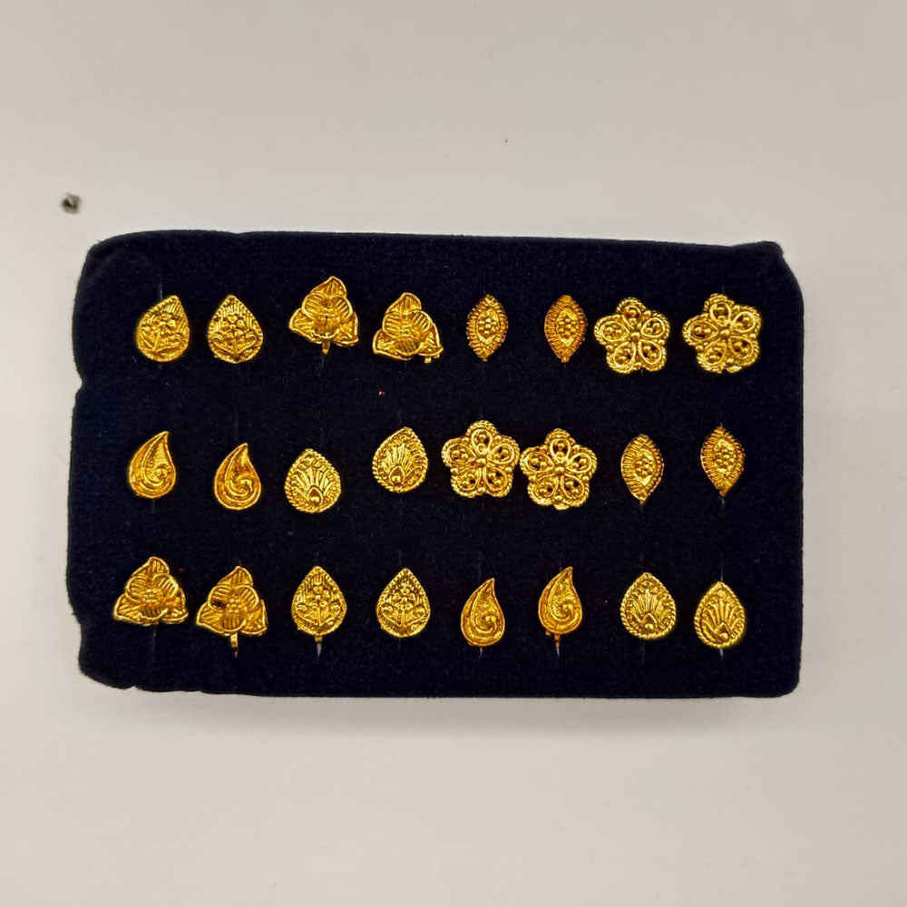 Urthn Set of 12 Traditional Gold Plated Bugadi Clip On Earrings for Women ( Assorted Earrings )