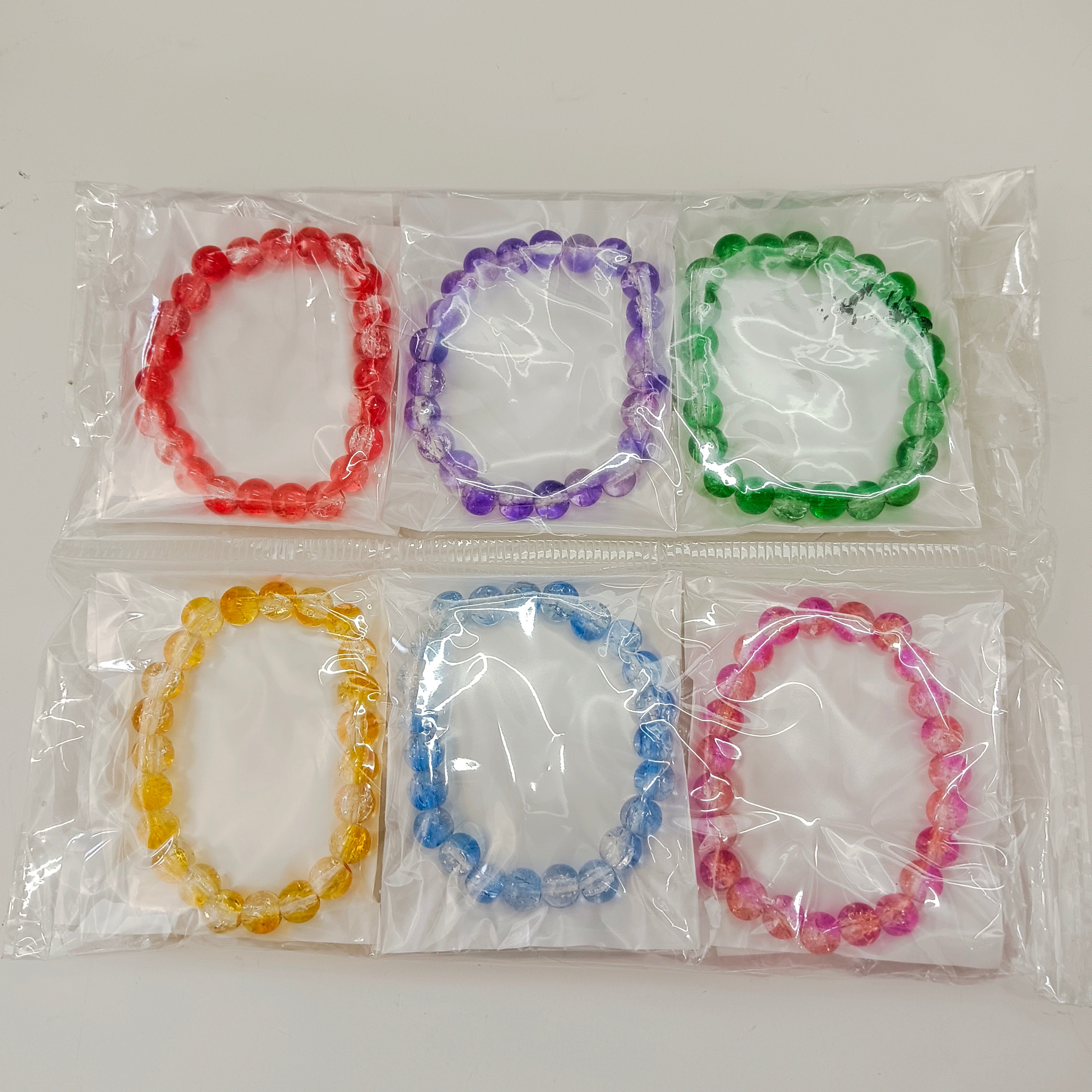 Urthn Crackle Beads Bracelet (Assorted Color) (Set Of 12)