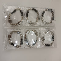 Urthn Oxidised Plated Charm Black Beads Bracelet Set (Set of 12)