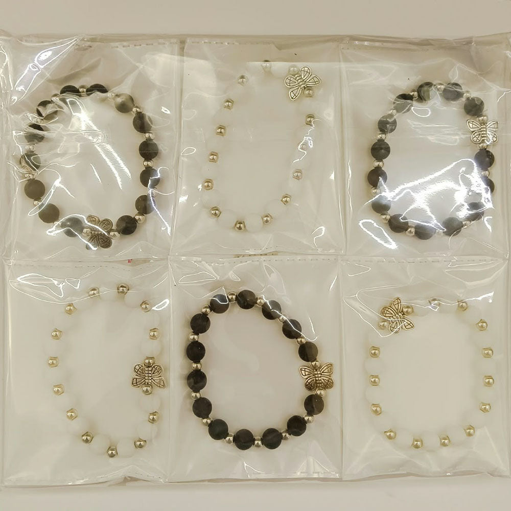 Urthn Butterfly Charms Matte Beads Pack of 12 Bracelet Combo 