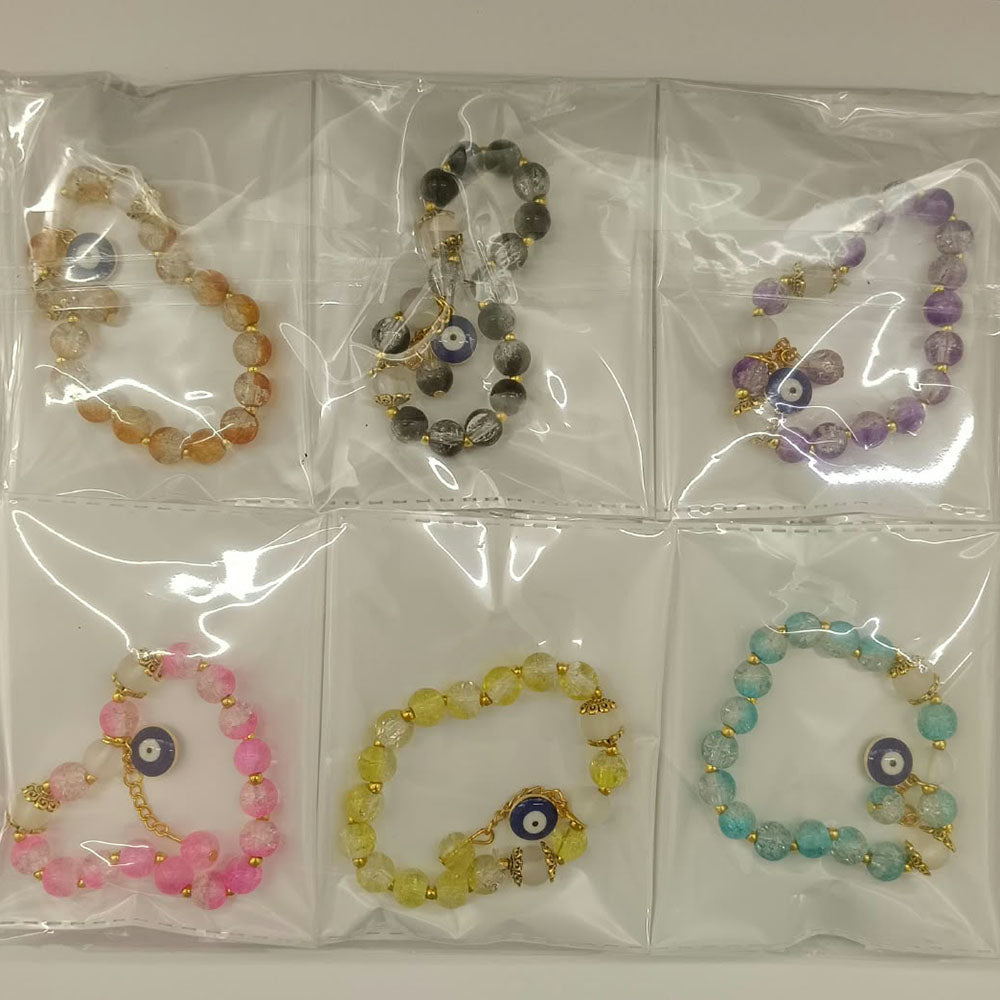 Urthn Crystal Crackle Glass Beads Pack of 12 Bracelet Combo 