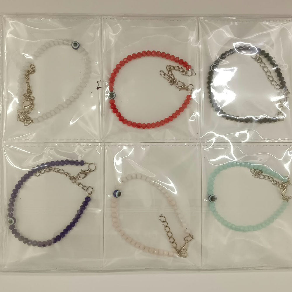 Urthn Crystal Beads And Evil Eye Pack of 12 Bracelet Combo 