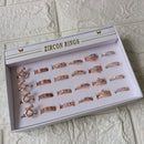 Urthn Premium Rose Gold Plated Assorted Design Crystal Stone Rings Set