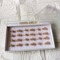 Urthn Premium Gold Plated Assorted Design Crystal Stone Rings Set