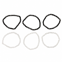 Urthn Elegant Black & White Beads Fashion Bracelet (Set Of 6)