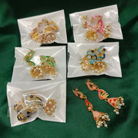 Urthn Gold Plated Assorted Color Set Of 6 Meenakari Earrings Combo 