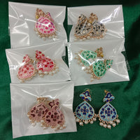 Urthn Gold Plated Assorted Color Set Of 6 Meenakari Earrings Combo 