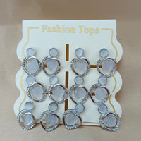 Urthn Monalisa Stone Stylish Set Of 6 Stud Earrings Combo 