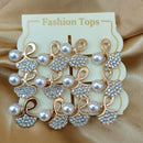 Urthn Pearl And Austrain Stone Set Of 6 Stud Earrings Combo