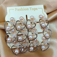 Urthn Pearl And Austrain Stone Set Of 6 Stud Earrings Combo