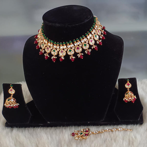 Tarangavi Gold Plated Kundan Stone Choker Necklace Set
