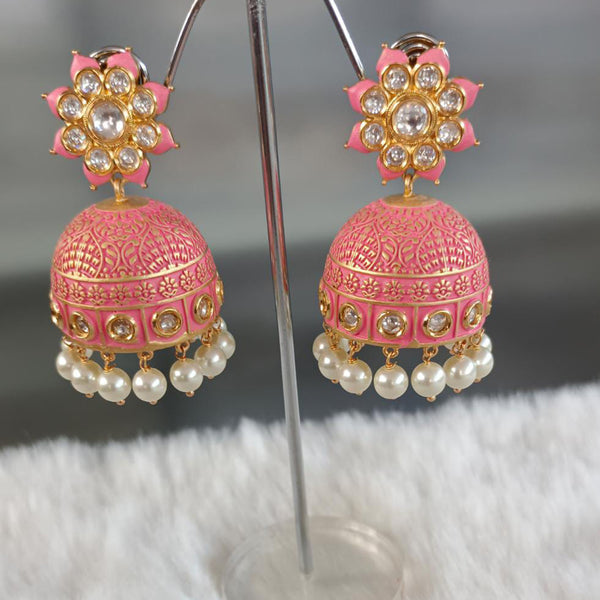 Tarangavi Gold Plated Kundan Stone Jhumki Earrings
