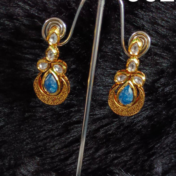 Tarangavi Gold Plated Kundan Stone Dangler Earrings