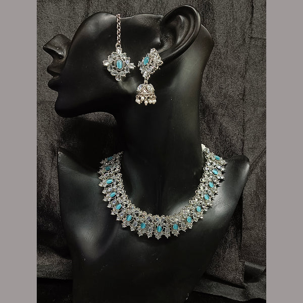 Tarangavi Silver Plated  Reverse AD Stone Necklace Set