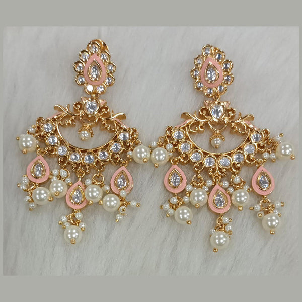 Tarangavi Gold Plated Crystal Stone And Meenakari Dangler Earrings