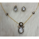 Tarangavi Copper Gold Plated Royal Polki Kundan And Meenakari Necklace Set