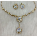 Tarangavi Copper Gold Plated Royal Polki Kundan Stone Necklace Set