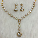 Tarangavi Copper Gold Plated Royal Polki Kundan Stone Necklace Set