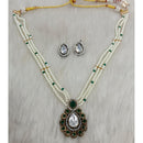 Tarangavi Copper Gold Plated Royal Polki Kundan Stone And Pearl Necklace Set