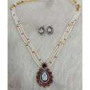 Tarangavi Copper Gold Plated Royal Polki Kundan Stone And Pearl Necklace Set